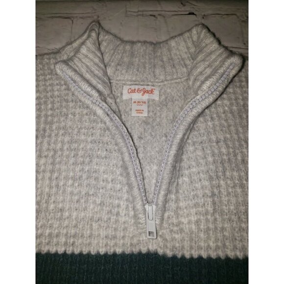 𝅺NWT Cat & Jack Boys Size Medium Zip Up Pull Over Knit Sweater Color Block - Picture 3 of 5